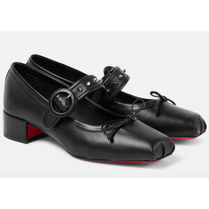 Christian Louboutin Mamastrapita Spikes 30 Black Maryjane Ballet Heel Flat 41